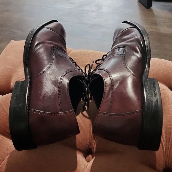 JOHNSTON & MURPHY MENS LEATHER BURGUNDY OXFORDS SIZE 11 MADE IN INDIA - Picture 11 of 15